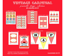 Vintage Carnival Circus Party Printables Collection - Red Yellow Blue